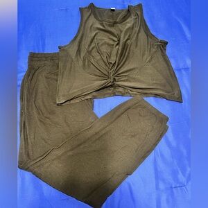 90 degree Black Twist Front Tank & Pants w/ pockets set - sz XXL